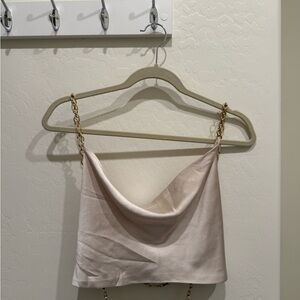 Showpo Satin Top with Gold Chain Straps and open back